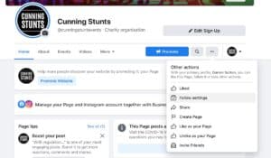 FACEBOOK FOLLOW ACTIONS CUNNING STUNTS PAGE